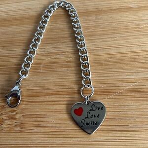 Hand Crafted Mug Charm Stainless Heart Live Love Smile Cup Handle Charm